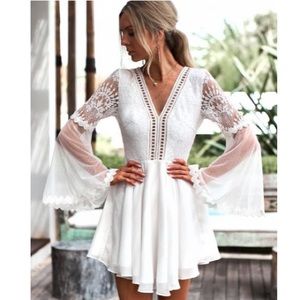 Bell Sleeved White Dress
